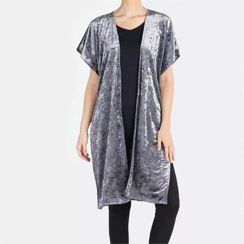 Crushed Velvet Open Front Kimono Cardigan  Womens short sleeve coco + carmen‎